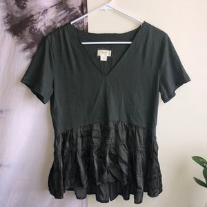 Anthropologie Maeve Forest Green Tiered Top